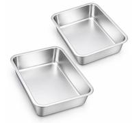 Plat à gratin rectangulaire - Plat à lasagnes - Inox - 32,5 x 25,5 x 8 cm - Lot de 2