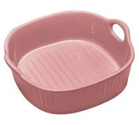 Plat à gratin rond en céramique, adapté aux friteuses à air chaud, 18,5 x 16,5 x 5,5 cm, plat à lasagnes, plat à gratin émaillé coloré, rond, rose
