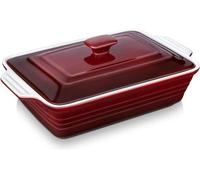 Plat à lasagnes en céramique, 1 pièce, forme rectangulaire, plaque de cuisson, pierre à pizza, 38,5 x 23,5 x 8,7 cm, 4,3 litres