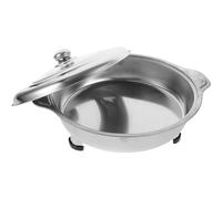 Plat à Poisson en Acier Inoxydable Argenté pour Buffet et Hôtel | Forme Ronde Incurvée, Rangement Compact Couvercle, pour Fruits de Mer et Plats Chauds