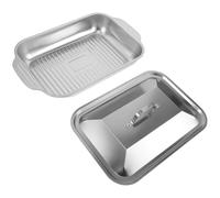 Plat à Poisson Rectangulaire Grand Format Profond, en Acier Inoxydable | Compatible Four et Grill, Structure Robuste, Lavable au Lave-vaisselle, Limite les Débordements pour Viande et Lasagne