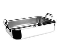 Lacor - 60865 - Plat à Rôtir TriChef en Acier Inoxydable 35 x 26 cm, 5 Litres, Structure 3 Couches en Inox 18/10 et Aluminium, Compatible Induction, Four et Lave-Vaisselle, Poignées Renforcées