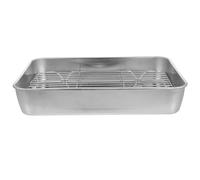 Plat à Rôtir avec Grille Rectangulaire Acier Inoxydable pour Four | Cuisson Uniforme, Nettoyage Facile, Support Amovible pour Pains de Viande et Pâtisseries, Lors de Barbecues Familiaux