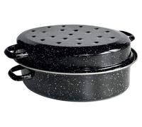 Plat à rôtir de 38 cm, en acier émaillé, capacité de 6,5 litres, noir à pois