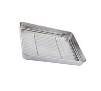 Plat à rôtir de grande capacité en acier inoxydable avec grille métallique pour une cuisson uniforme et durable et antirouille - Plaque de cuisson en acier inoxydable - Argenté