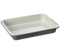 Plat à rôtir émaillé, dimensions 40,5 x 29,5 x 6 cm, couleur gris/crème, avec revêtement antiadhésif