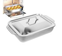 Plat à rôtir en acier inoxydable avec couvercle | Poêle anti-adhésive pour barbecue, camping, cuisson en plein air, légumes, viande, poisson, barbecue