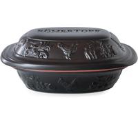 Plat à rôtir en céramique, 1,2 litre, ovale, noir, avec couvercle, adapté au four