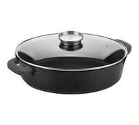 Plat à Rôtir Ovale 38 cm Revêtu en Marbre avec Couvercle en Verre Cheffinger Noir Noir G