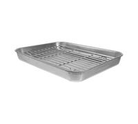 Plat à rôtir rectangulaire en acier inoxydable, plateau de filtre huile fond plat, grille four cuisson, gril, la friture Pour Four