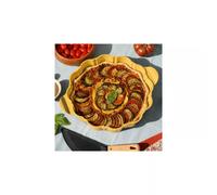 Plat à tarte D29.5 cm COOKUT mangue, un coupe tarte et un livre de recette