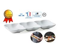 Plat apéritif - Lazozo - 3 compartiments design original ceramique vaisselle plateau de service blanc decoration presentoir dinato