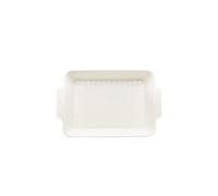Plat Au Four Plat de cuisson rectangulaire en céramique avec poignées(Blanc,Moyen)
