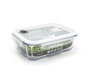 Plat/Boite rectangulaire en verre 1,5 l avec couvercle clapet spécial micro-onde