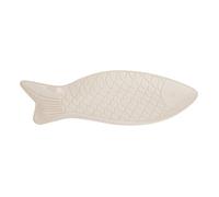 PLAT CÉRAMIQUE POISSON OCÉAN 31X16CM Beige, Ivoire, Crème, Écru, Naturel, Taupe / Bleu, Turquoise, Ciel, Marine