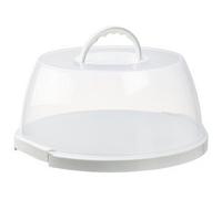 Plat & cloche à gâteau, rond, transparent/blanc
