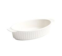 Plat de cuisson Bol de cuisson ovale en céramique blanche 9,5 pouces (600 ml) à double poignée for four micro-ondes