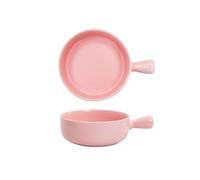 Plat de cuisson Bol de riz cuit au four 500ML, bol à salade fruits en céramique, cuisson poignée unique, poêle, petit déjeuner domestique, assiette Casserole(Pink)