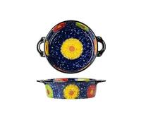 Plat de cuisson Cocotte multifonctionnelle de grande capacité 950 ml, plat cuisson rond en céramique à double oreille for four vintage