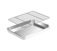 Plat de Cuisson de Cuisson Antiadhésive en Acier Inoxydable avec Grille de | Pour four et barbecue Cuisine extérieure, terrasse, jardin, cour