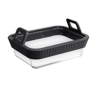 Plat de cuisson en verre épais sans couture avec poignée 1/2/3 cellules pour poêle à frire à air, four à micro-ondes et cuiseur vapeur résistant à la chaleur