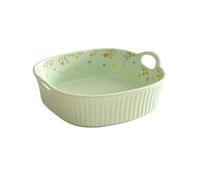 Plat de cuisson Plaque de cuisson au four domestique, bol fromage en céramique haute température, assiette à dîner grande capacité(Green)