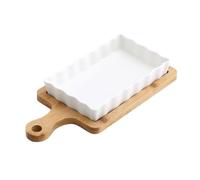 Plat de cuisson Plaque de cuisson en céramique, plaque domestique for fromage et riz cuit à la maison avec tapis bois, poignée anti-brûlure(650ml)
