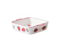 Plat de cuisson Plat de cuisson en céramique, four spécial, rectangulaire, Double oreilles, plat for Spaghetti Casserole(Red,800ml)
