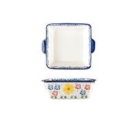 Plat de cuisson Plat de cuisson en céramique rectangulaire créatif Double oreille fromage cuit au four assiette riz bol ménage grande à soupe plat profond Casserole