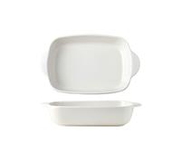 Plat de cuisson Plat de cuisson for riz cuit au fromage, four, ustensiles spéciaux, bol en céramique, assiette rectangulaire à Double oreille for micro-ondes(Blanc,11inches)