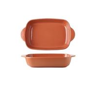 Plat de cuisson Plat de cuisson for riz cuit au fromage, four, ustensiles spéciaux, bol en céramique, assiette rectangulaire à Double oreille for micro-ondes(Red,7inches)