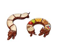 Plat de rangement à 5 sections - Plateau de service divisé, plateau en bois motif animal, planche à apéritif divisée | Ensemble de vaisselle de buffet de cuisine multi-fentes pour cuisine, dîner