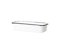 Plat de service en étain blanc, bord noir, passe au four, lave-vaisselle - Bloomingville, Leojac - 13x32x7 cm