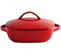 Plat en céramique - Lasagne en forme de plat Casserole - Utilisation four - Double poignée - 27 cm - Rouge