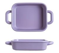 Plat en céramique, Plat rectangulaire violet avec poignée, Plats à lasagnes de 25 cm/9.85 in, Idéal pour la cuisson au four et en cuisine, Adapté au four et au micro-ondes