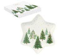 PLAT EN FORME ETOILE D22,5 CM EN PORCELAINE EN BOITE CADEAU FESTIVE TREES