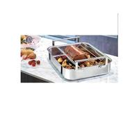Plat à four Plaque à rôtir à anses larges + Grille Rectangle trilaminé Inox induction CRISTEL 40 cm