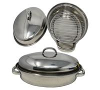 Plat ovale Bratblech de 32 cm avec grille amovible, en acier inoxydable