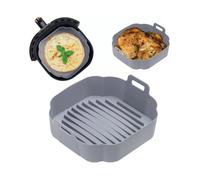 Plat silicone carré premium AirFryer XL - Gris 18 cm - Accessoires - Moule papier - XL HNNPERFORMANCE