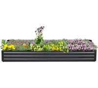 Plate-bande surélevée en acier 241 x 90,5 x 30 cm bac à plantes bac à fleurs parterre de jardin parterre d'herbes potager gris pour les amateurs de jardin