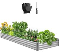 Plate-bande surélevée en métal - Plate-bande/potager - Dimensions 360 x 120 x 29 cm - Acier galvanisé - Fond ouvert - Bords arrondis - Résistant aux intempéries - Pour légumes et herbes aromatiques