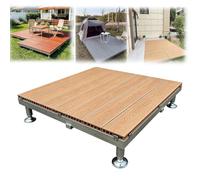 Plate-forme de Terrasse Modulaire 84x84 cm, Dalles de Terrasse Extérieures | Plateforme Surélevée avec Pieds Réglables, pour Patio, Camping, Jardin et Porche(Teak,7.9-9.8 in/20-25 cm)