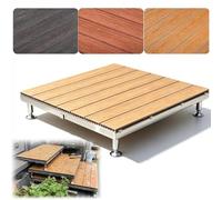 Plate-forme de Terrasse Modulaire en Composite, Kit de Terrasse Flottante | 84x84 cm Plateforme de Terrasse SuréLevée, Dalles de Emboîtables, pour Camping, Jardin et Porche(Teak,7.9-9.8in/20-25cm)