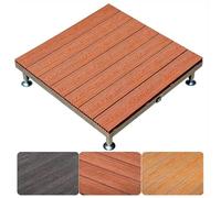 Plate-forme de Terrasse Surélevée 84x84 cm, Dalles de Terrasse Modulaires | Revêtement de Sol en Composite Bois, Pieds Réglables, pour Balcon, Patio et Porche(Redwood,7.9-9.8in/20-25cm)