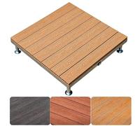 Plate-forme de Terrasse Surélevée 84x84 cm, Dalles de Terrasse Modulaires | Revêtement de Sol en Composite Bois, Pieds Réglables, pour Balcon, Patio et Porche(Teak,7.9-9.8in/20-25cm)