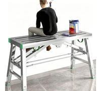 Plate-forme de travail pliable robuste 400kg Capacité de charge réglable Tabouret de marche de hauteur Échafaudage portable pour la peinture Entretien de nettoyage Conception compacte avec surface ant