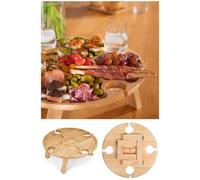 Plateau 35cm Pour Apéritif En Bois Hévéa Avec Pieds 35cm - Pieds Pliables