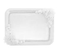 Plateau à Bijoux Décoratif Blanc en Plastique, Style Européen | Finition Dentelle, Aspect Luxueux et Romantique, pour Table Basse, Dessert de Fête, Cookies et Bonbons