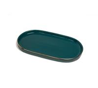 Plateau à Bijoux en céramique - Plateau de courtoisie - 1,8 x 10,2 cm - Bol décoratif pour Bijoux, Porte-clés, Petit comptoir de Salle de Bain, Plateau à Savon pour évier de Cuisine (Vert)