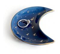 Plateau à bijoux en forme de croissant de lune, porte-bague, plat décoratif en céramique pour bijoux, plat en forme de lune mignon, petite assiette à bijoux, support pour boucles d'oreilles et collier